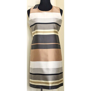 Lafayette 148 Dress Womens 6 NEW Gray Twiggy Striped Sleeveless Shift Silk Blend